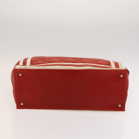CHANEL Matelasse Chain Tote Bag Lamb Skin Red Silver CC Auth 120921 - Picture 6 of 16